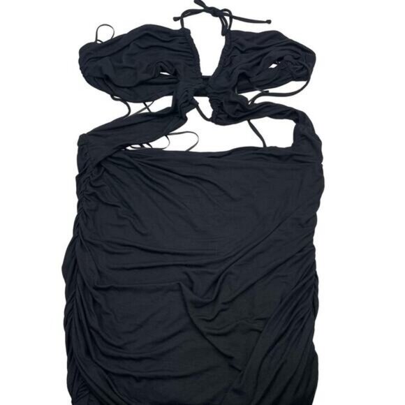 Anthropologie Black Cut Out Ruched Black Dress XS - Picture 2 of 5